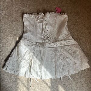 White Eyelet Mini Corset Dress